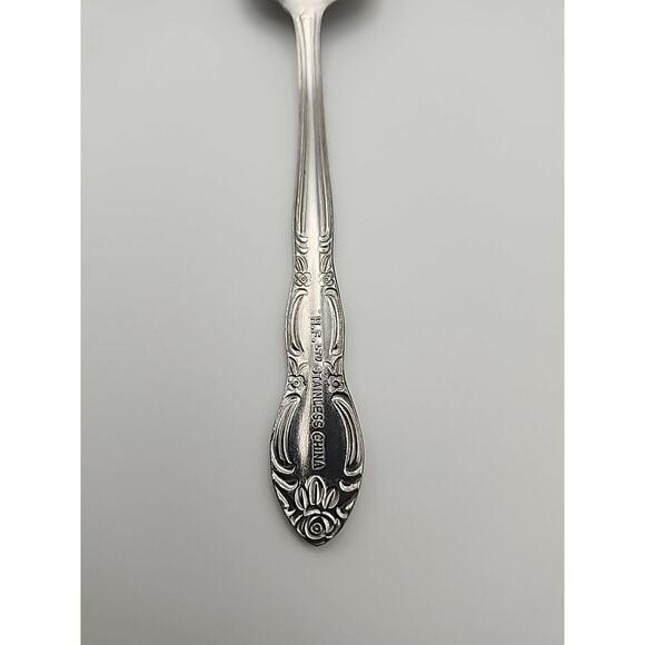 Wesley Forge WLF2 Sugar Spoon Stainless Steel 5 7/8" Floral Design Art Deco MCM - Picture 7 of 8